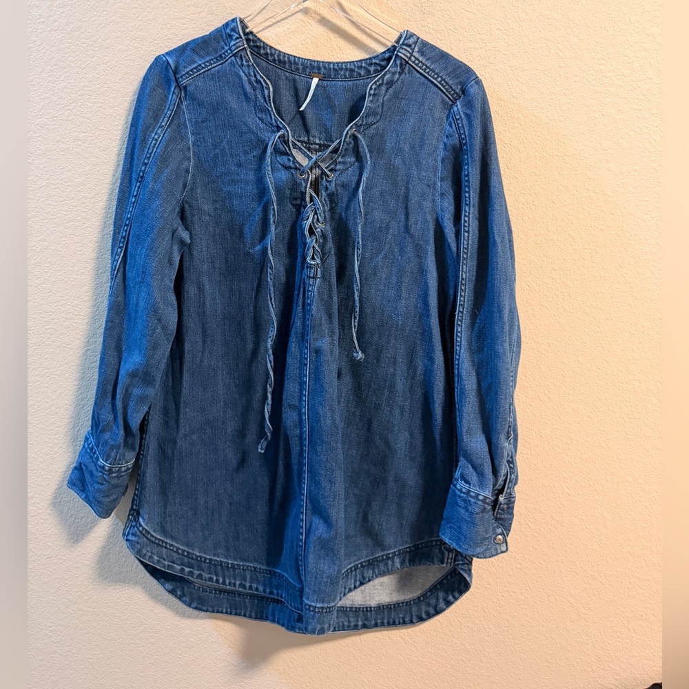 Free People Neapolitan Dreams denim tunic mini dress